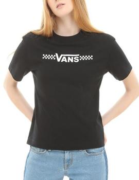 Camiseta  Negra de Corte Cuadrado de Vans para Mujer