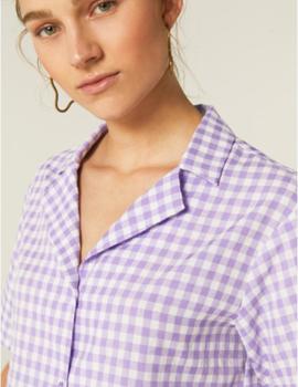 camisa cuadros violeta Compañia