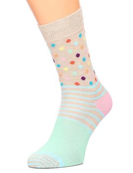 Calcetines StripeDots Beige Happy Socks para Mujer