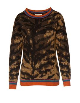 Jersey Pullover Animal Print Camel BSB Mujer